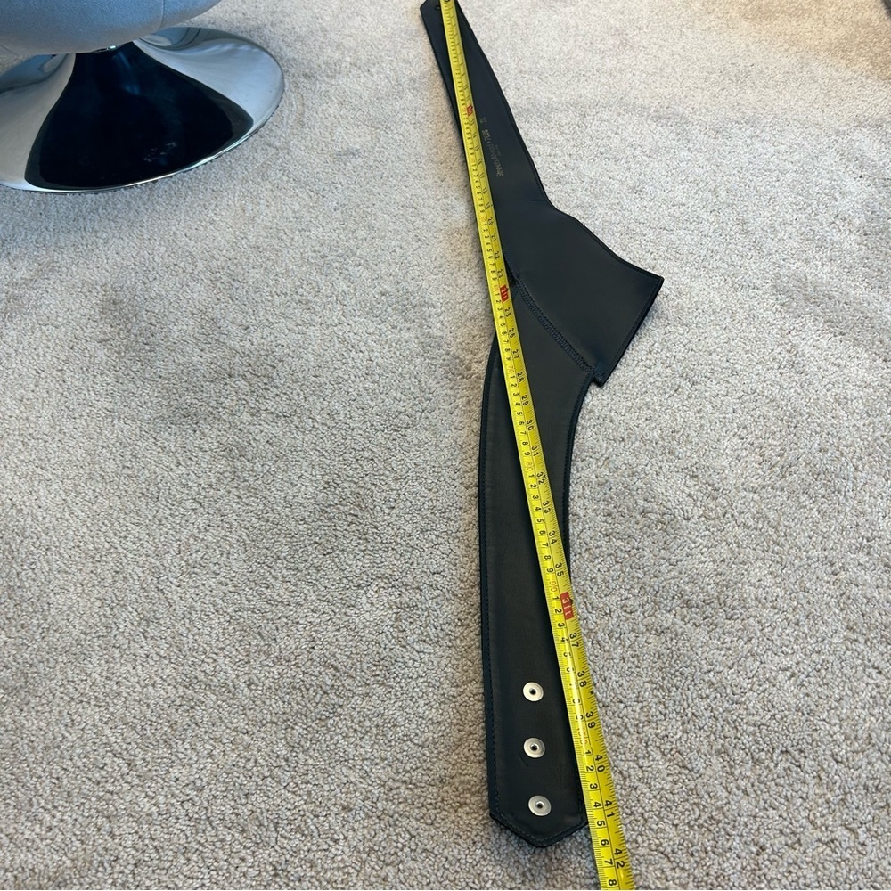 Streets Ahead black suede/fabric rhinestone trim V shaped waist cinching belt - Picture 7 of 8